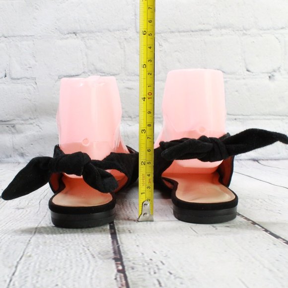 Saks Fifth Ave Black Suede Pointed Toe Flats Back Tie Flat Shoes 7.5 M - Picture 8 of 9